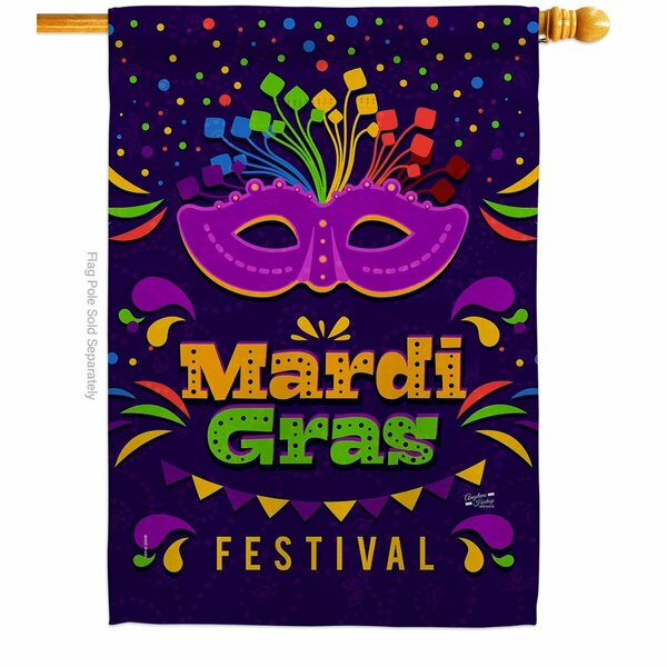 Patio Trasero Mardi Gras Festival Springtime Double-Sided Garden Decorative House Flag, Multi Color PA3900473